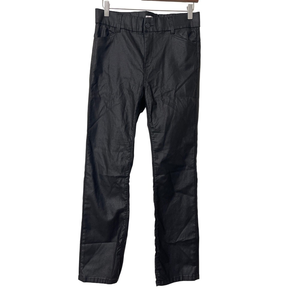 Flog Coated Textured Slim Pants Size 29 Black Edgy Rocker Goth Minimalist Moto‎